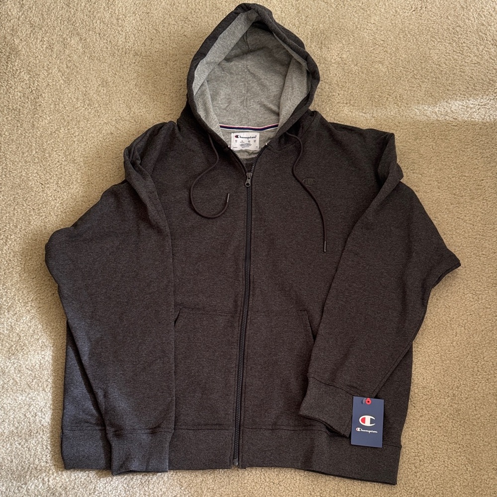Champion Charcoal Full-Zip Hoodie men’s 2x , new never worn.